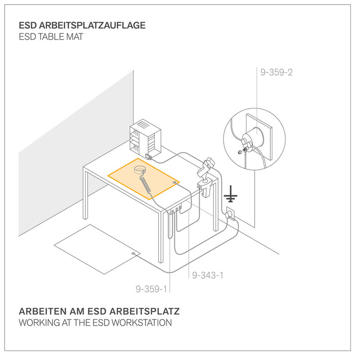 Bernstein ESD Table Mat 500 x 400 x 0.5mm with 2 x 10mm Press Button
