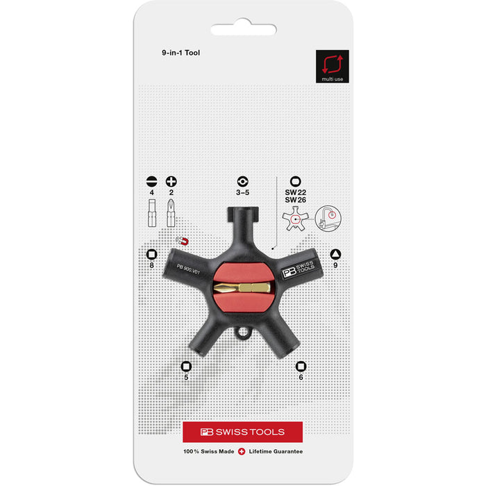 PB Swiss 900 V01 Universal Cabinet Key with Bit Holder in Blister Pack