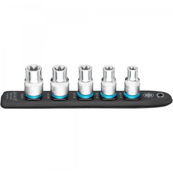 Hazet 5 Pce 1/2in Smartrail Torx Socket Set 900E-SR/5 Outside Torx Profile E12-E20