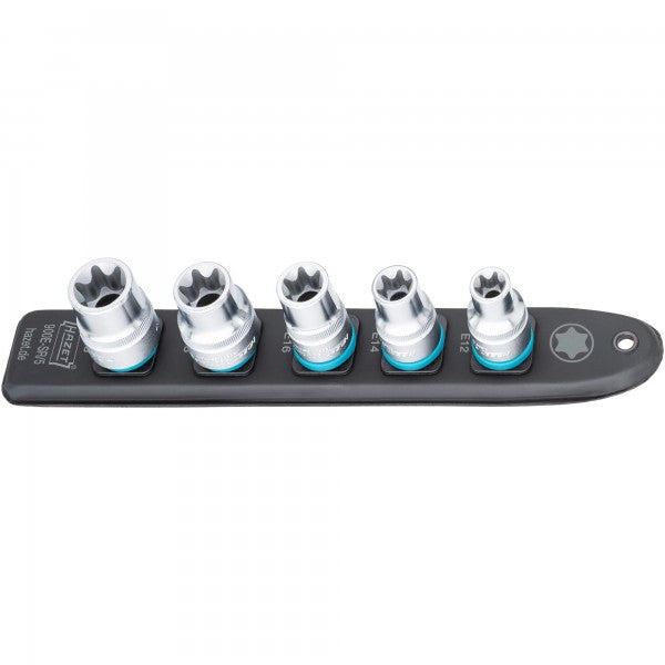 Hazet 5 Pce 1/2in Smartrail Torx Socket Set 900E-SR/5 Outside Torx Profile E12-E20