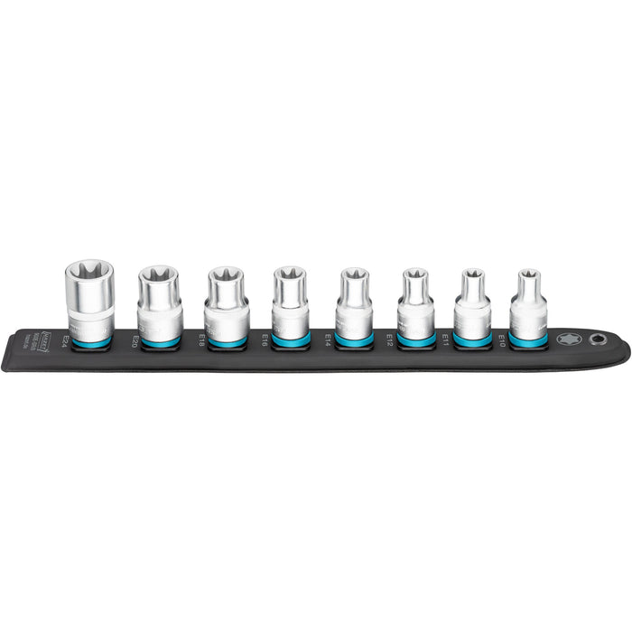 Hazet 8 Pce 1/2in Smartrail Torx Socket Set 900E-SR/8 Outside Torx Profile E10-E24