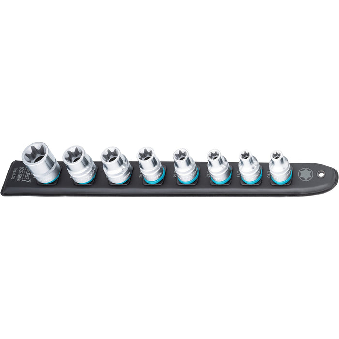 Hazet 8 Pce 1/2in Smartrail Torx Socket Set 900E-SR/8 Outside Torx Profile E10-E24