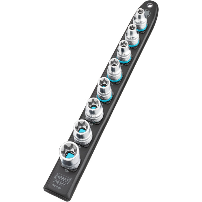 Hazet 8 Pce 1/2in Smartrail Torx Socket Set 900E-SR/8 Outside Torx Profile E10-E24