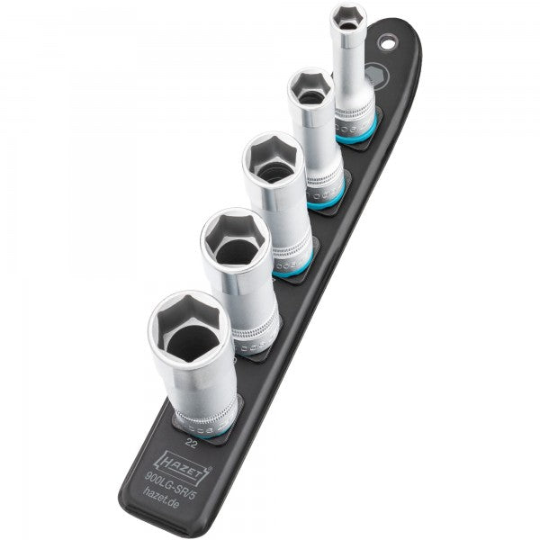 Hazet 5 Pce 1/2in Smartrail Metric Deep Hexagon Socket Set 900LG-SR/5