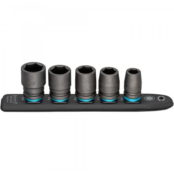 Hazet 5 Pce 1/2in Smartrail Metric Impact Hexagon Socket Set 900S-SR/5