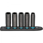 Hazet 5 Pce 1/2in Smartrail Metric Deep Impact Hexagon Socket Set 900SLG-SR/5