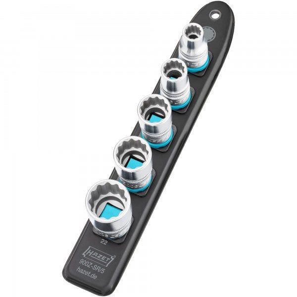 Hazet 5 Pce 1/2in Smartrail Metric 12 Point Socket Set 900Z-SR/5