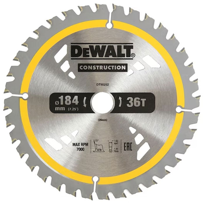 Dewalt Saw Blade Construction 184mm X 36T (16/20mm)