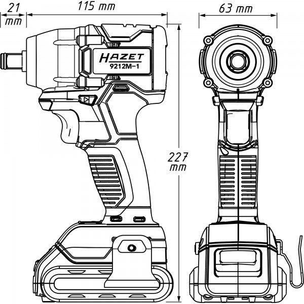 Hazet 4 Pce 1/2in Mini Cordless Impact Wrench Set 18V 270Nm 9212M-1/4