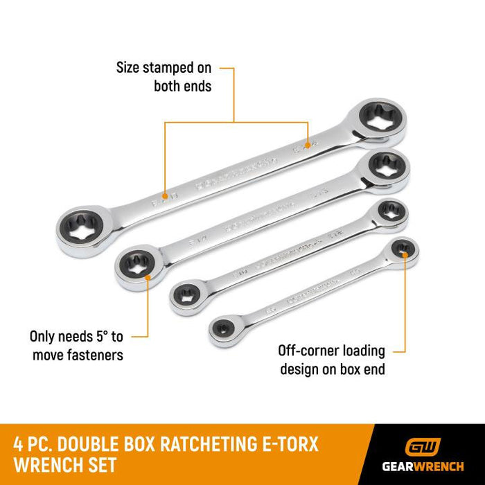 Gearwrench 4 Pc. Double Box Ratcheting E-Torx® Wrench Set