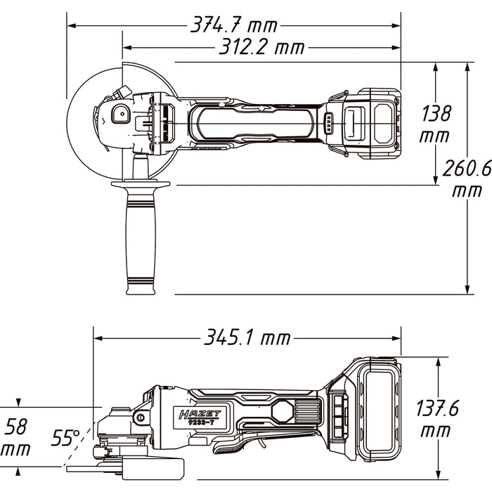 Hazet Cordless Right-Angle Grinder Basic Unit 9233-010