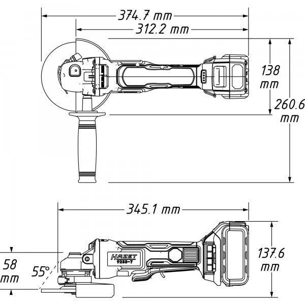 Hazet 4 Pce Cordless Right-Angle Grinder 9233-7/4