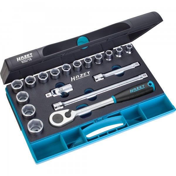 Hazet 18 Pce 1/2in Metric Socket Set 932/18