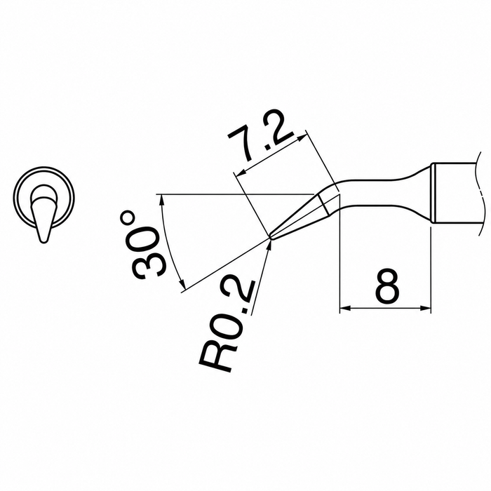 Hakko Soldering Tip <350℃> Shape-0.2RLB for FX-1001