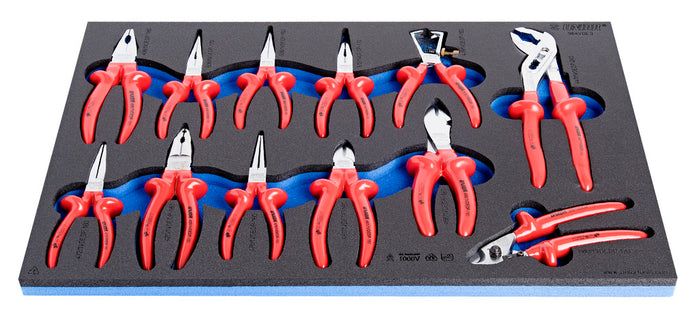 Unior 964VDE3 Insulated Pliers Set in SOS Tool Tray, 12 Pce