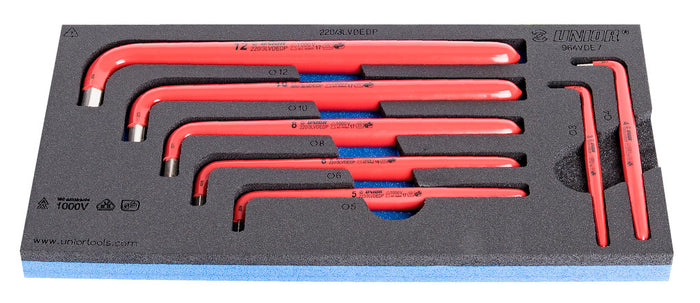Unior 964VDE7 Insulated Hexagon Wrenches Set in SOS Tool Tray, 7 Pce