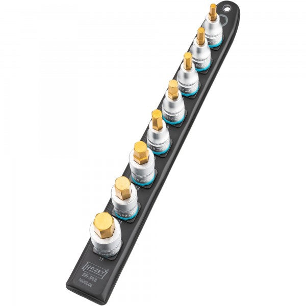 Hazet 8 Pce 1/2in Smartrail Metric Hexagon Socket Set 986-SR/8