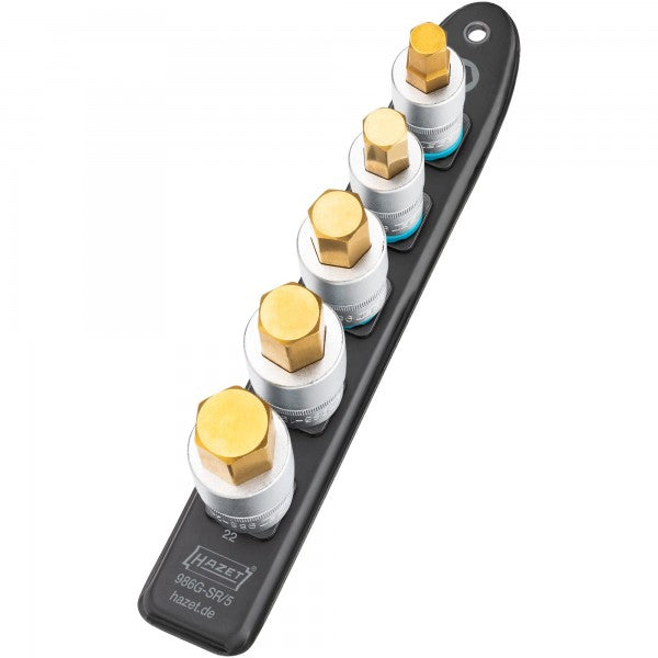 Hazet 5 Pce 1/2in Smartrail Metric Hexagon Socket Set 986G-SR/5