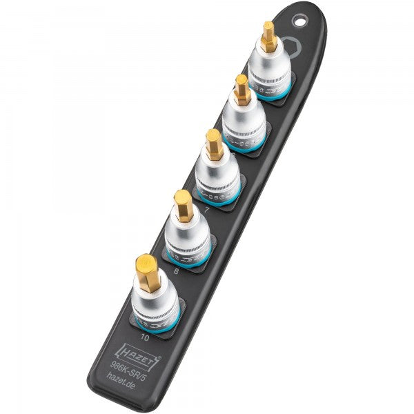 Hazet 5 Pce 1/2in Smartrail Metric Hexagon Socket Set 986K-SR/5