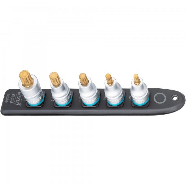 Hazet 5 Pce 1/2in Smartrail Internal Serration Profile XZN Socket Set 990-SR/5