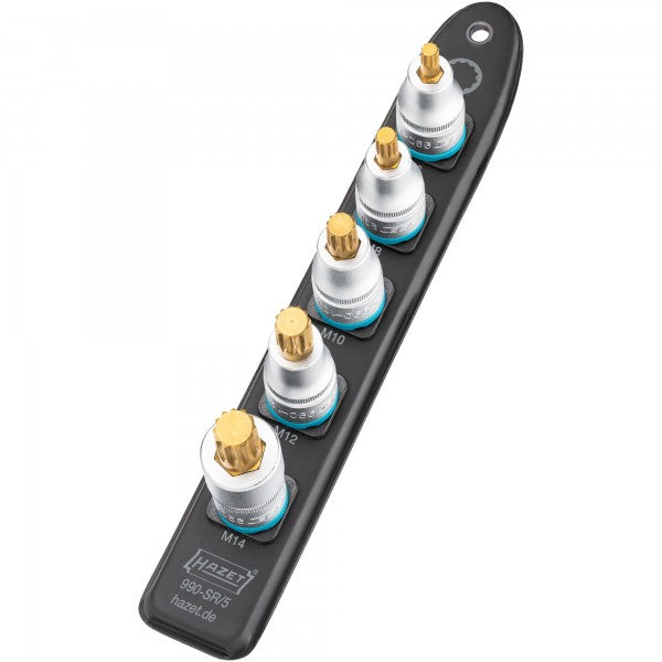 Hazet 5 Pce 1/2in Smartrail Internal Serration Profile XZN Socket Set 990-SR/5