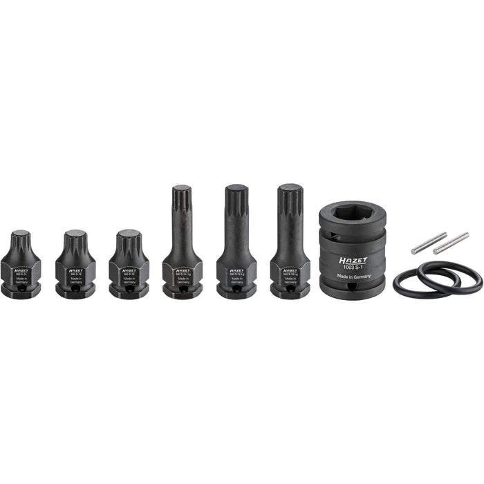 Hazet 11 Pce 3/4in & 1/2in XZN Impact Screwdriver Socket Set 990S/11 Outside Hexagon 24mm