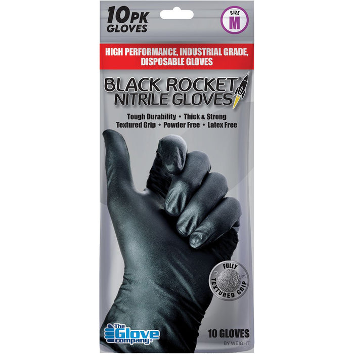 TGC Black Rocket Nitrile Gloves Medium 10 Pack