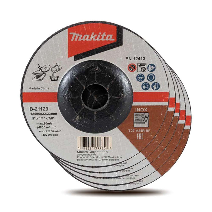 Makita 125mm x 6 x 22.3mm D/C Inox Grinding Disc 25 Piece