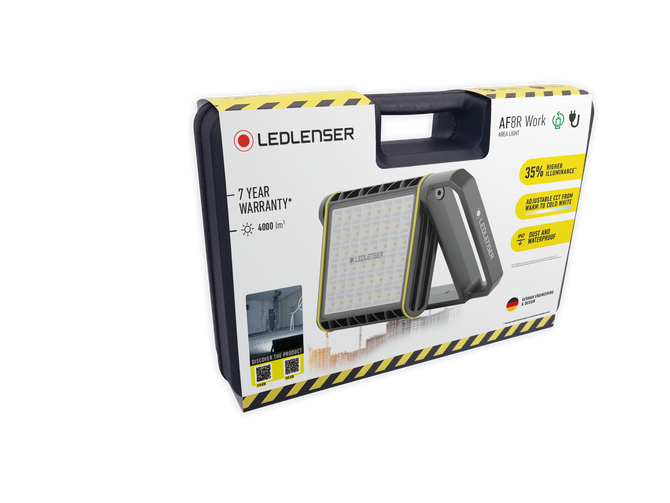 Ledlenser AF8R Work 4000lm Rechargeable/Mains Hybrid Floodlight IP67 Diffuser & Tunable White Light