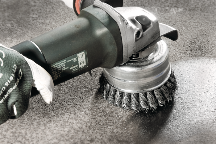 Lessmann Knot Cup Brush without Bridle dia 150mm 36 Z Steel Wire STH Straight 0.50mm Thread M14