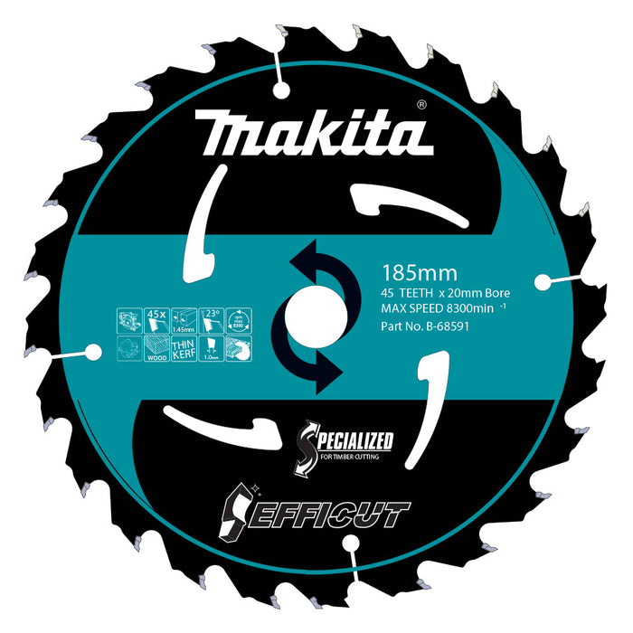 Makita Efficut Wood TCT Saw Blade 185mm x 20 x 45T