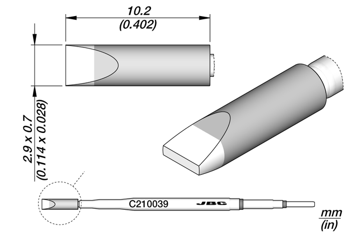 JBC Chisel Cartridge 2.9 x 0.7