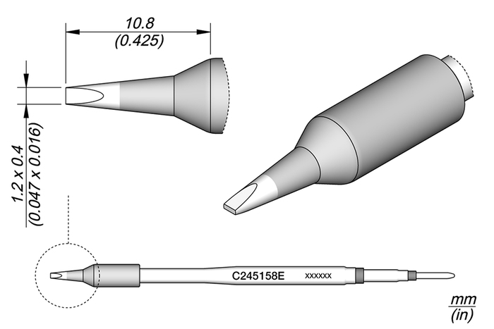 JBC Cartridge Chisel 1.2 x 0.4 EL