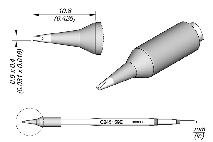 JBC Chisel Cartridge 0.8 x 0.4