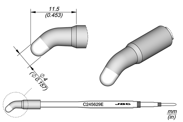 JBC Conical Bent Cartridge Ø4 C245629E