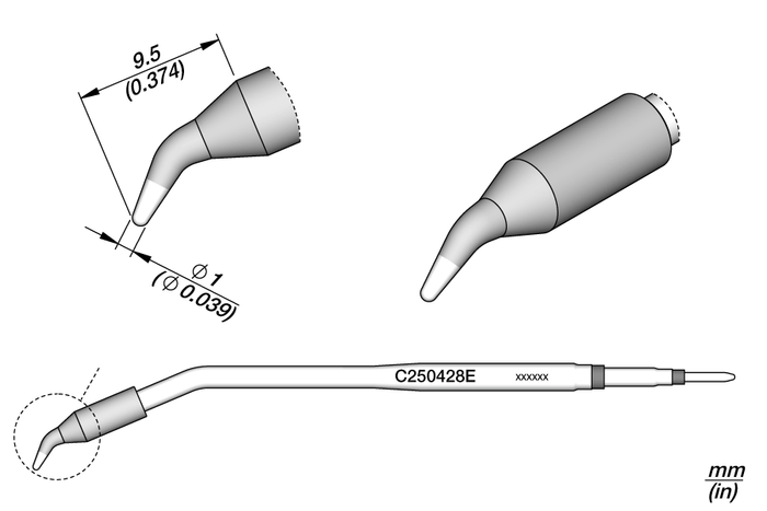 JBC Conical Bent Cartridge Ø 1 C250428E