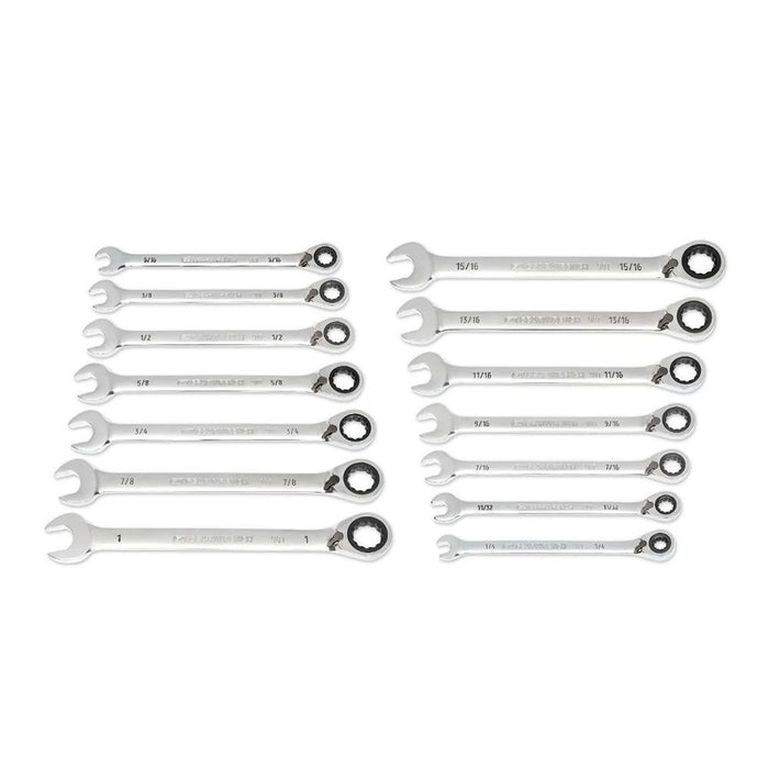 Gearwrench 14 Piece 90-Tooth 12 Point SAE Reversible Ratcheting Spanner Set 86661