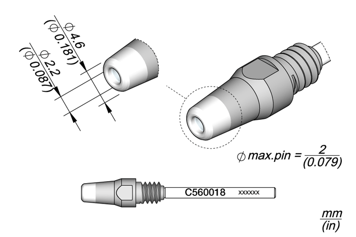 JBC Through-hole Desoldering Tip Ø 2.2 C560018