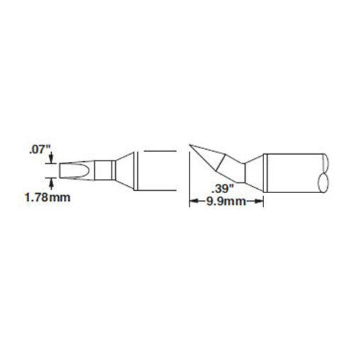Metcal CVC Soldering Cartridge Chisel 30˚ Bent (W x L) 1.8mm x 9.9mm 600 Series CVC-6CH0018R