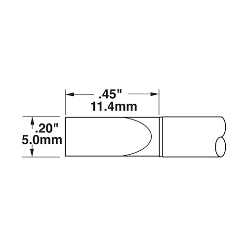 Metcal CVC Soldering Cartridge Chisel 5.0x12.0mm LG 22° 700 Series CVC-7CH0050A