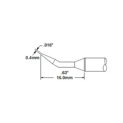 Metcal CVC Soldering Cartridge Conical 30˚ Bent Narrow (∅ x L) 0.4x16.0mm 700 Series CVC-7CN1604R