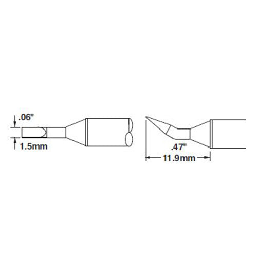 Metcal CVC Soldering Cartridge Chisel Reach 1.4mm x 12.0mm LG 30° 800 Series CVC-8CH0015R