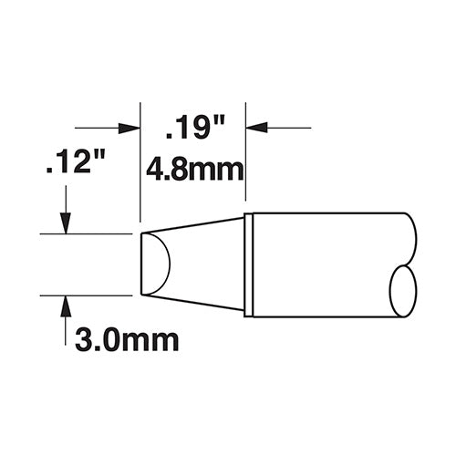 Metcal CVC Soldering Cartridge Chisel 3.0mm x 5.0mm LG 90° 800 Series CVC-8CH0030S