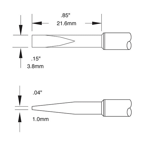 Metcal CVC Soldering Cartridge Chisel (W x L) 3.8mm x 22.0mm 800 Series CVC-8CH2238A