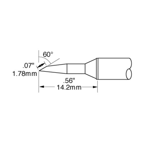 Metcal CVC Soldering Cartridge Bevel 1.8mm x 14.0mm LG 70° 900 Series CVC-9BV6018R