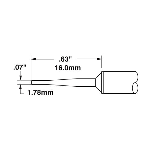 Metcal CVC Soldering Cartridge Chisel Access 1.8mm x 15.0mm LG 60° 900 Series CVC-9CH0018A
