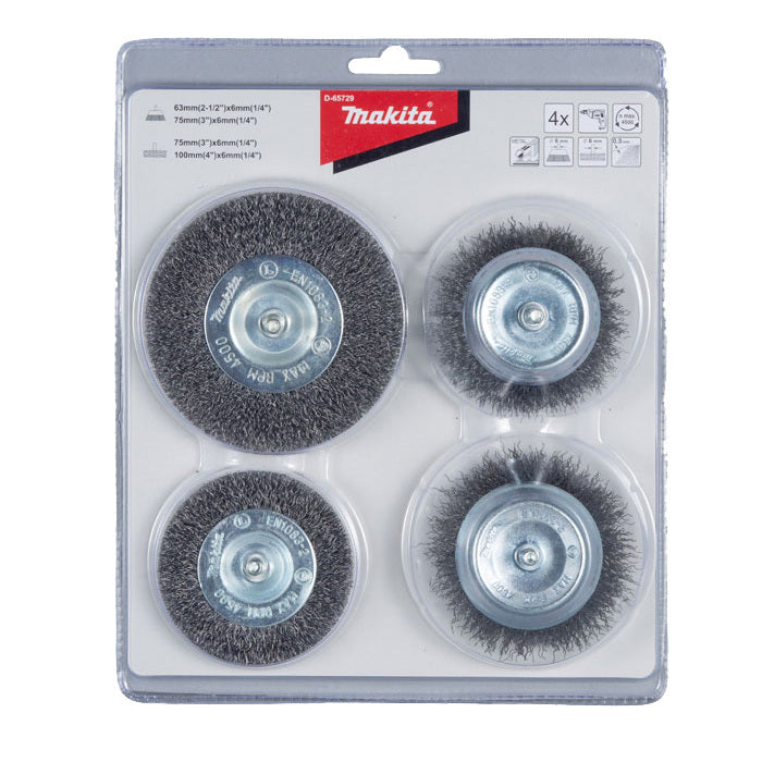 Makita Wire Brush Set for Drills 6mm Shank