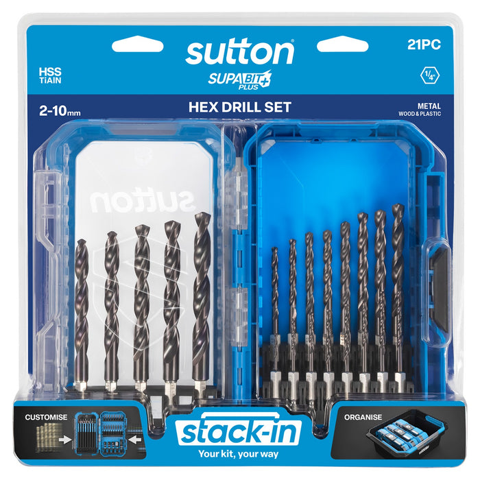 Sutton Supabit Plus TiAlN Hex Shank Drills 1/4