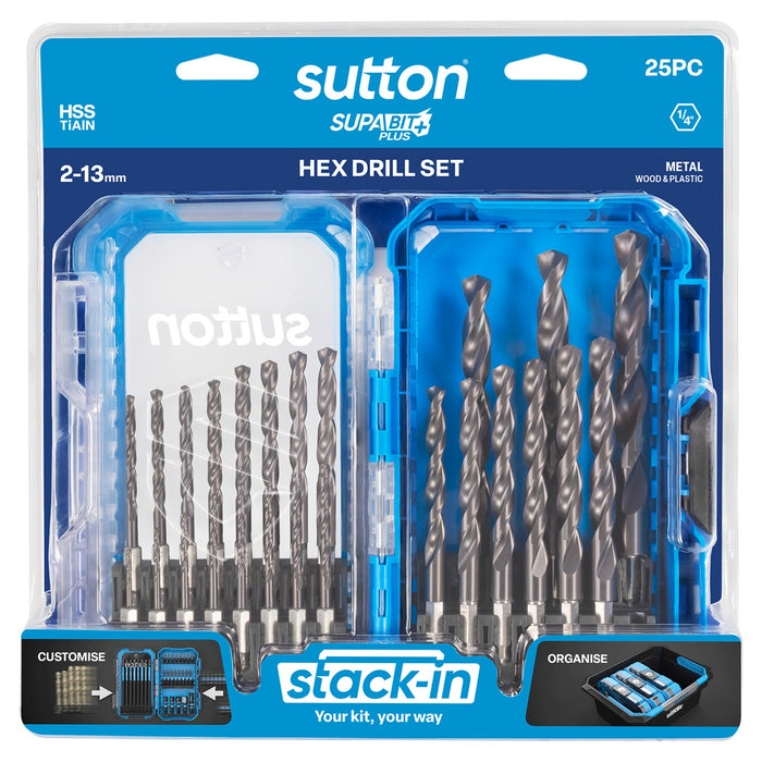 Sutton Supabit Plus TiAlN Hex Shank Drill Set 1/4
