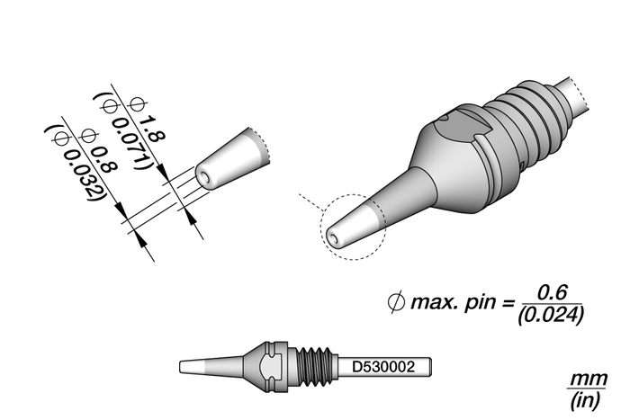 JBC Through-hole Desoldering Tip Ø 0.8 HT S1